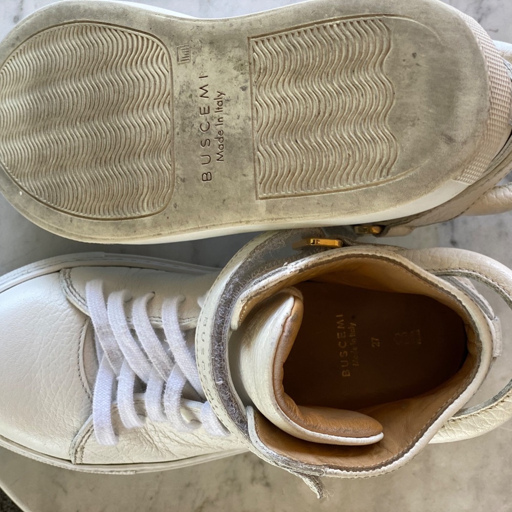 Kids Unisex 100MM WHITE High Top Sneakers Italian - Picture 6 of 7